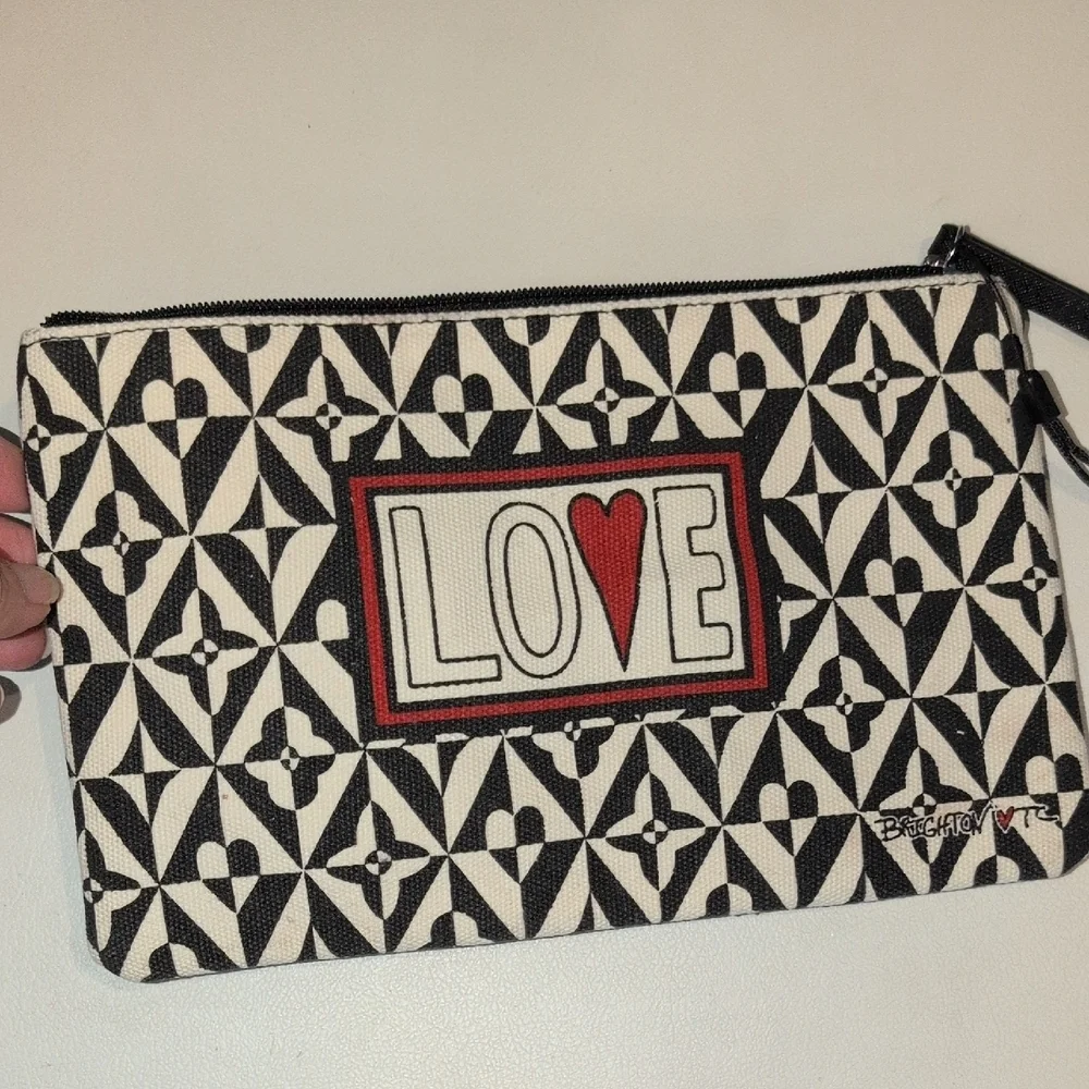 Brighton Black and White Love Wristlet